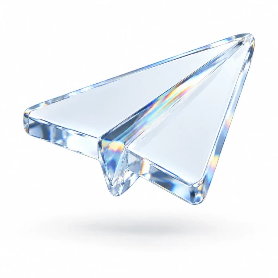 A paper plane cut from clear glass