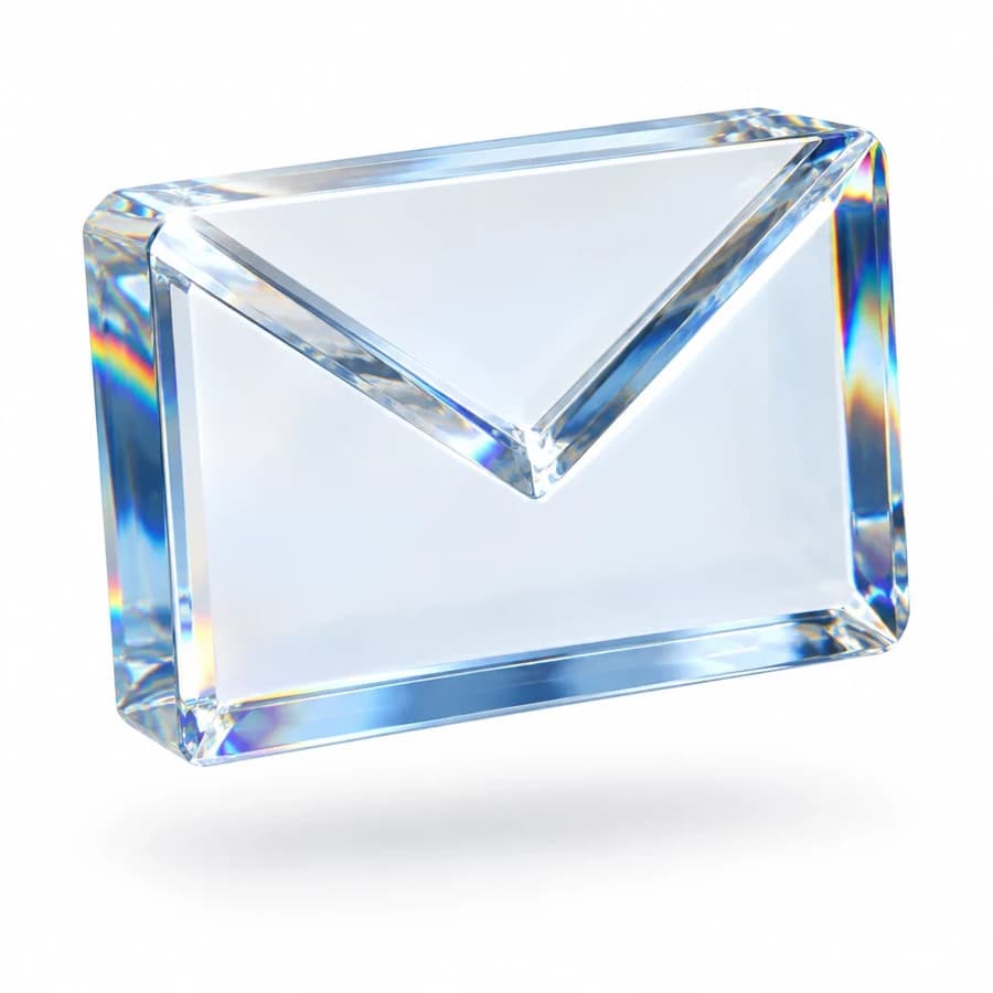 An envelope cut from clear glass